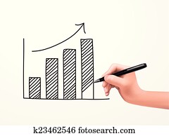 crecer, empresa / negocio, gráfico, dibujado, por, mano humana