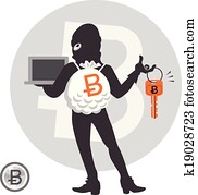 Digital currency concept - bitcoin hacker