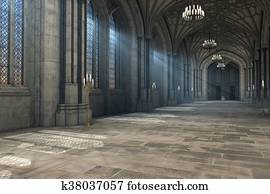 Gothic cathedral interior 3d illustration Gothic cathedral interior 3d illustration
