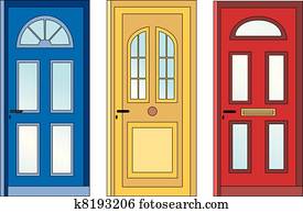 rotes gelb, blau, türen rotes gelb, blau, türen