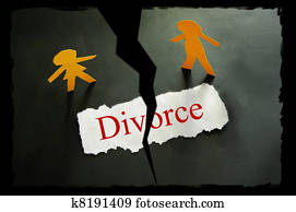 torn piece of paper with divorce text and paper couple figures torn piece of paper with divorce text and paper couple figures