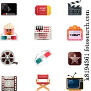 Vector cinema icon set Vector cinema icon set