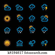 vector, pronóstico meteorológico, icons., p.1