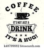 café, é, não, apenas, um, bebida, é, um, abraço, tipografia, impressão, desenho