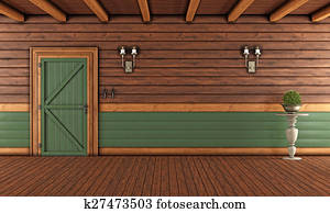 Empty Living room of a wooden house Empty Living room of a wooden house