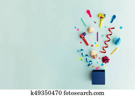 Party objects in a gift box Party objects in a gift box