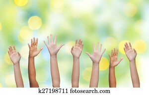 pessoas, mãos acenando