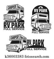 Clipart of , camper, diesel, pusher, recreation, recreational, rv ...