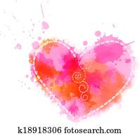 Watercolor heart symbol
