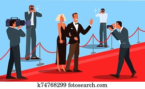 וקטור, דוגמה, של, שני, אדם מפורסם, ב, ה, שטיח אדום