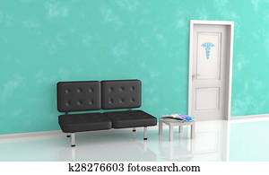 ספה, ו, שולחן, ב, ה, חדר המתנה, של, משרד של רופא