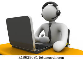 3D man working in a call center 3D man working in a call center