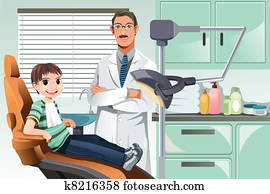 criança, em, escritório dentista