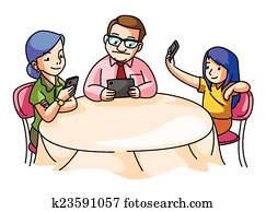 famille, à, les, table haute