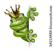 Frog Prince with Gold Crown Holding a Vertical Blank Sign Frog Prince with Gold Crown Holding a Vertical Blank Sign