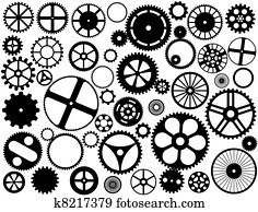 Gear wheel silhouettes Gear wheel silhouettes
