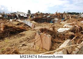 House Destroyed by Typhoon Flood House Destroyed by Typhoon Flood