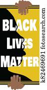Illustration of Hands Holding Black Lives Matter Banner Illustration of Hands Holding Black Lives Matter Banner