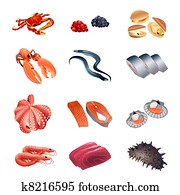 kalorie, tisch, fische, und, meeresfrüchte kalorie, tisch, fische, und, meeresfrüchte