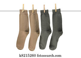 Socks Hanging on Clothesline