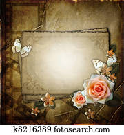 Vintage background with paper frame and flowers Vintage background with paper frame and flowers