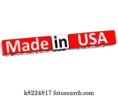 3d, gemaakt, in, usa, op, witte achtergrond