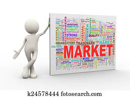 3d, hombre estar de pie, con, mercado, wordcloud, palabra, etiquetas