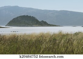 Argentina landscape with lake and mountains