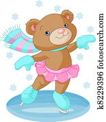 Cute bear girl on ice skates Cute bear girl on ice skates