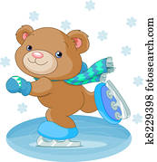 Cute bear on ice skates Cute bear on ice skates