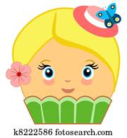 Cute Cupcake Cartoon Couture Green