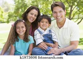 familie, bordsetning, utendørs, smiling