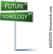future-technology, richtung, zeichen.