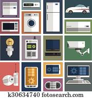 Internet things icons set flat