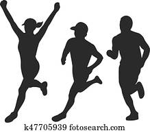 Marathon Runners Silhouette Collection Set Marathon Runners Silhouette Collection Set