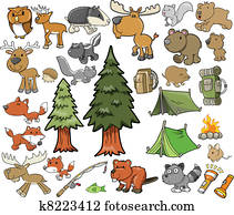 Outdoor Wildlife Camping Vector set Outdoor Wildlife Camping Vector set