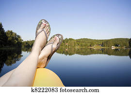 pacata, água lago, tiro, em, muskoka, cabana, país, ontário