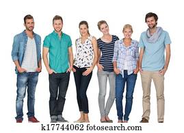 Portrait of casual happy people with hands in pockets