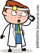 reden telefon, -, professionelle, karikatur, doktor, vektor, abbildung