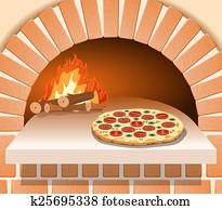 Clipart of Brick Oven Pizza k9266373 - Search Clip Art, Illustration ...