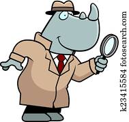 Cartoon Rhino Detective Cartoon Rhino Detective