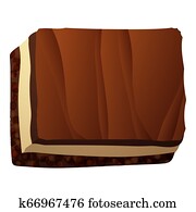 Choco, leite, pedaço bolo, ícone, caricatura, estilo