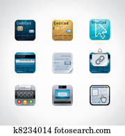 Credit card square icon set Credit card square icon set
