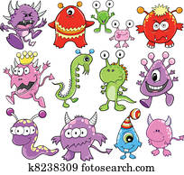 Cute Monster Alien Vector set Cute Monster Alien Vector set