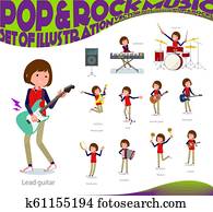 flat type Store staff red uniform women pop music