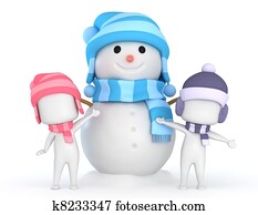 Kids Playing with a Snowman Kids Playing with a Snowman