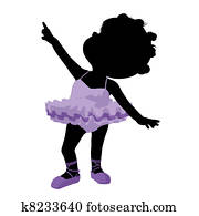 Little African American Ballerina Girl Illustration Silhouette Little African American Ballerina Girl Illustration Silhouette