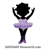 Little African American Ballerina Girl Illustration Silhouette Little African American Ballerina Girl Illustration Silhouette