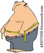 Man Measuring His Waist Man Measuring His Waist