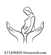 Midwife sign icon with hands Midwife sign icon with hands